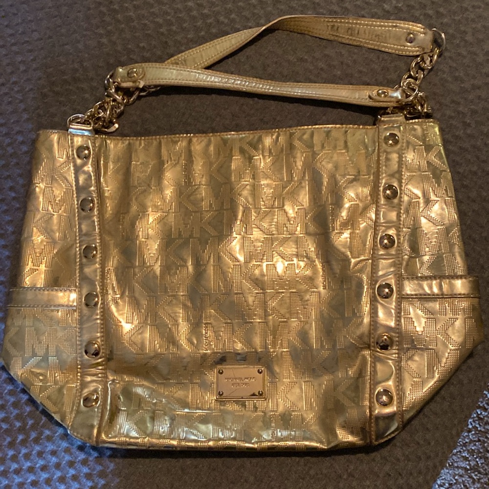 Micheal Kors gold mettalic  large tote